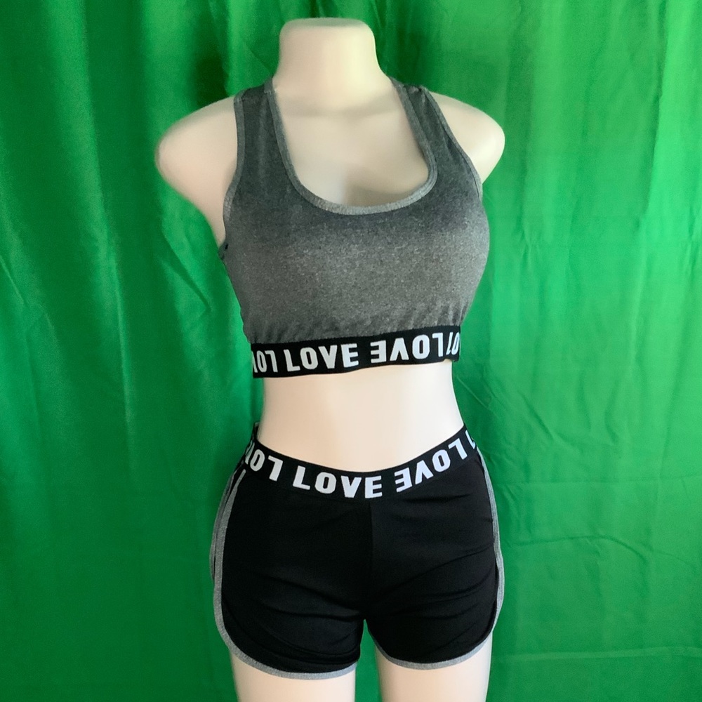 Gray love short set
